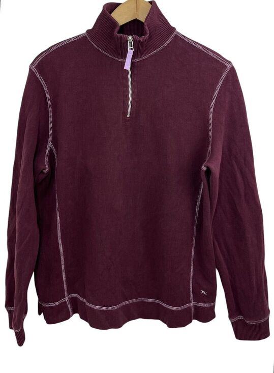Eddie Bauer Other - Eddie Bauer Men’s Pullover 1/4 Zip Mock Neck Burgundy Medium Cotton Sweatshirt
